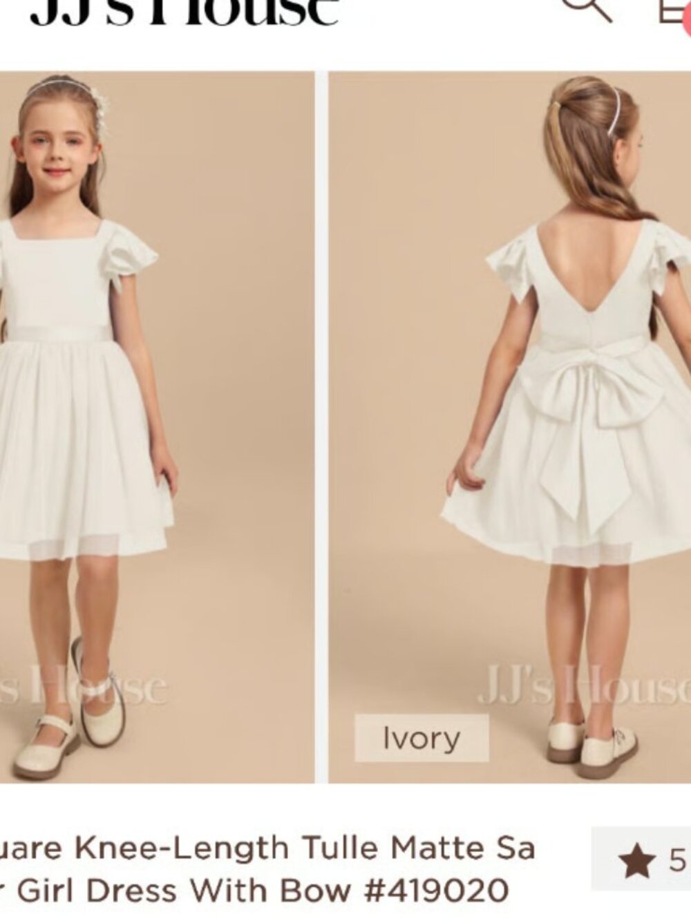 JJ’s House Ivory Satin Flower Girl Dress 3/4T